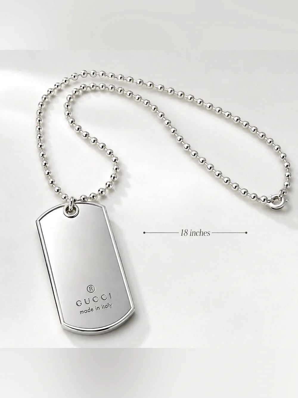 Gucci Silver Dog Tag Necklace